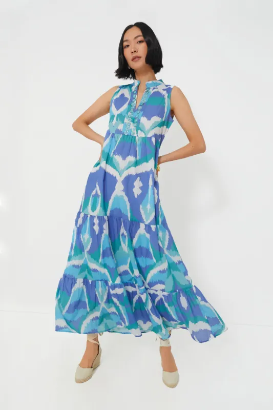 Cerulean Watercolor Ikat Tessa Dress sold by Tuckernuck