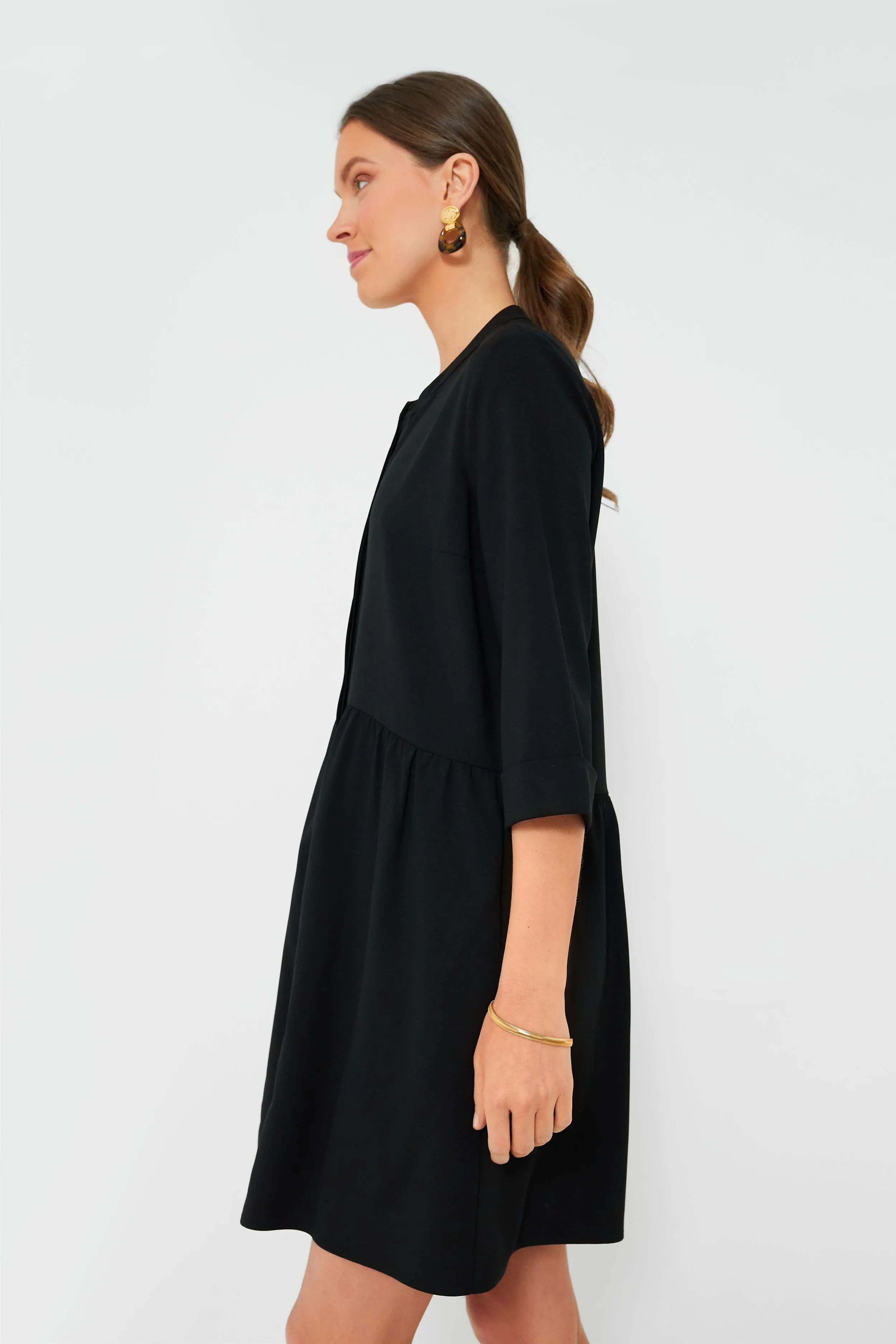 Black Stretch Crepe Royal Shirt Dress sold by Tuckernuck product image thumbnail 3