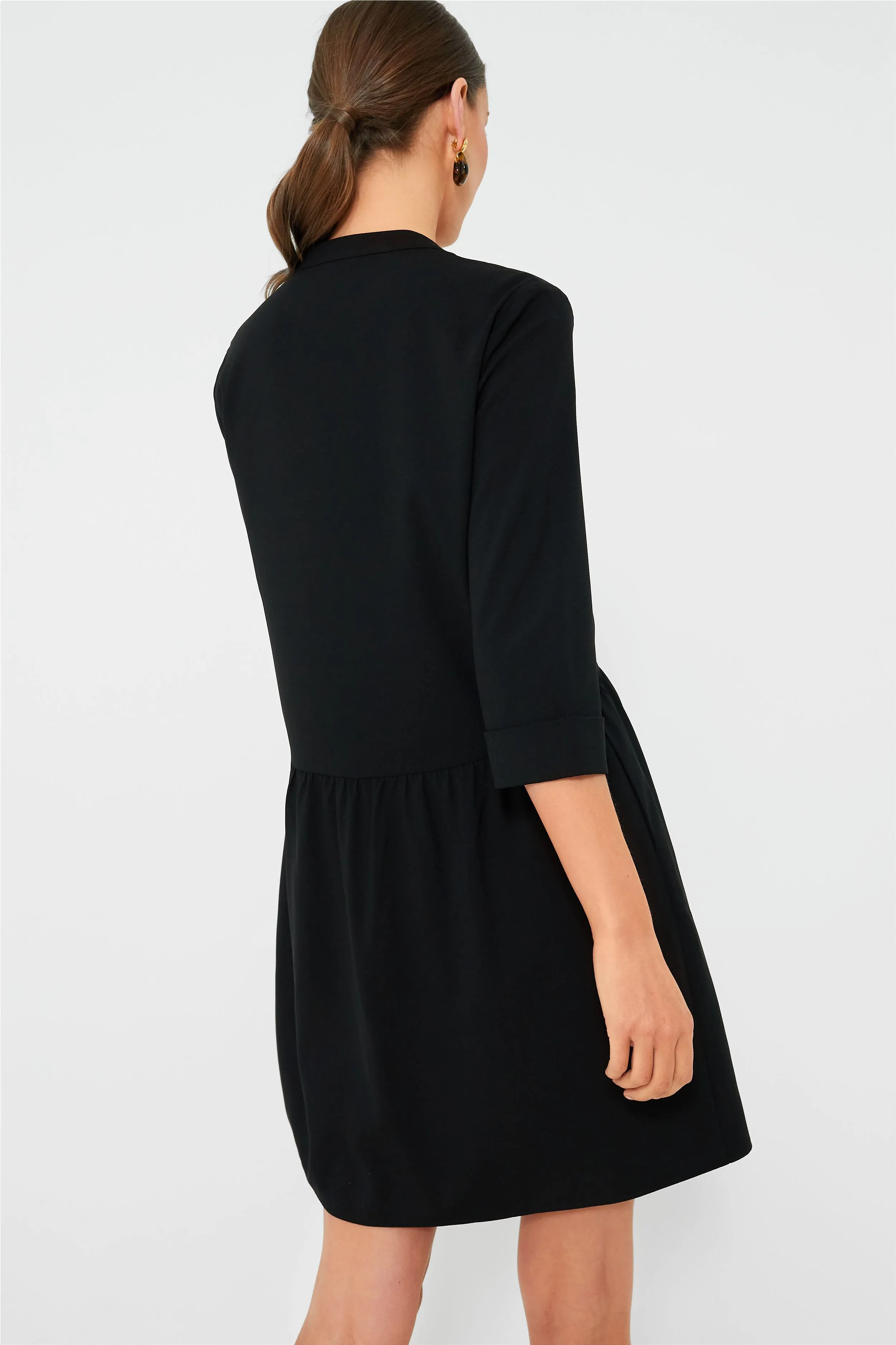 Black Stretch Crepe Royal Shirt Dress sold by Tuckernuck product image thumbnail 4