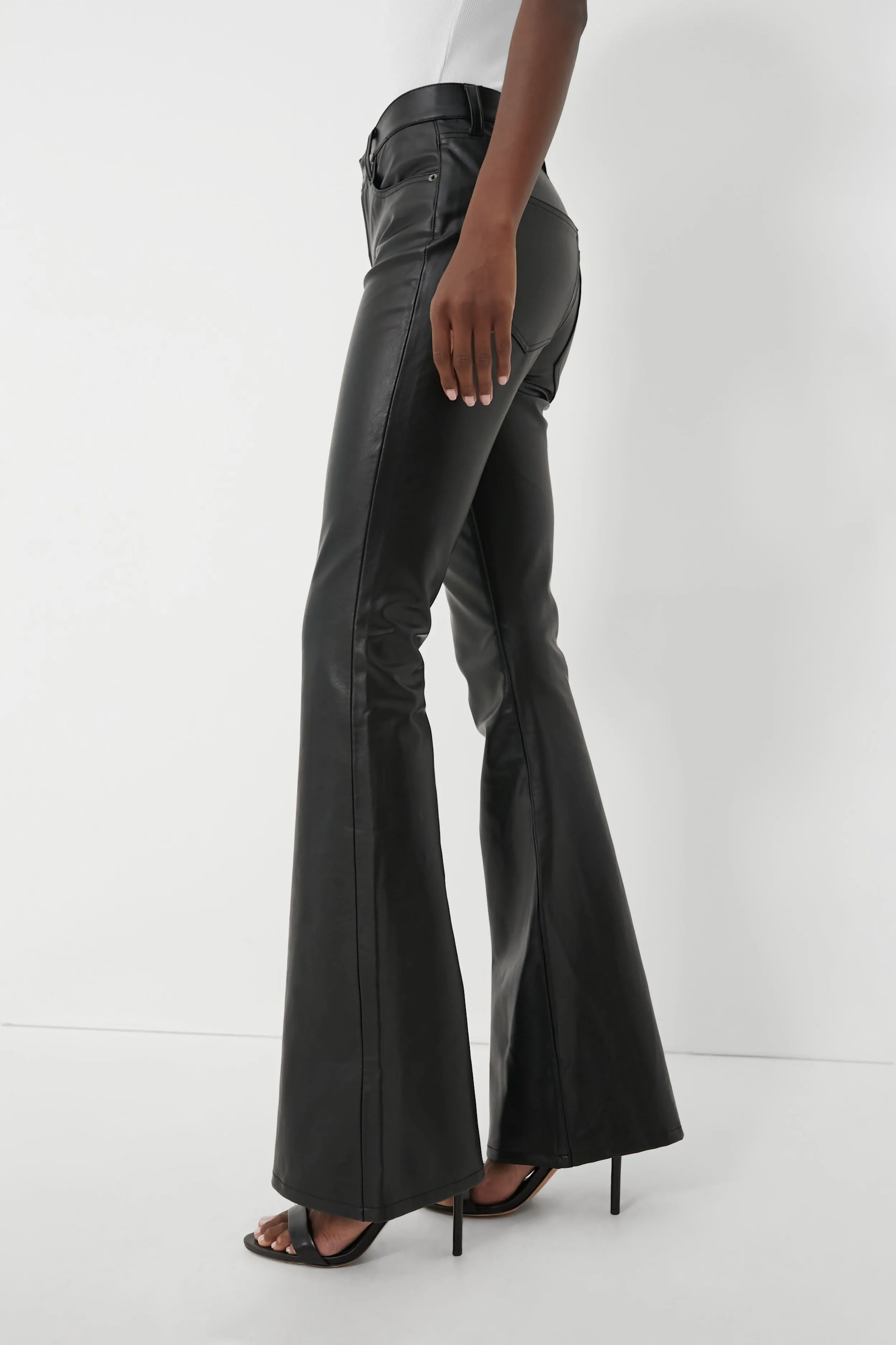 Black Vegan Leather Beverly High Rise Skinny Flare sold by Tuckernuck product image thumbnail 3