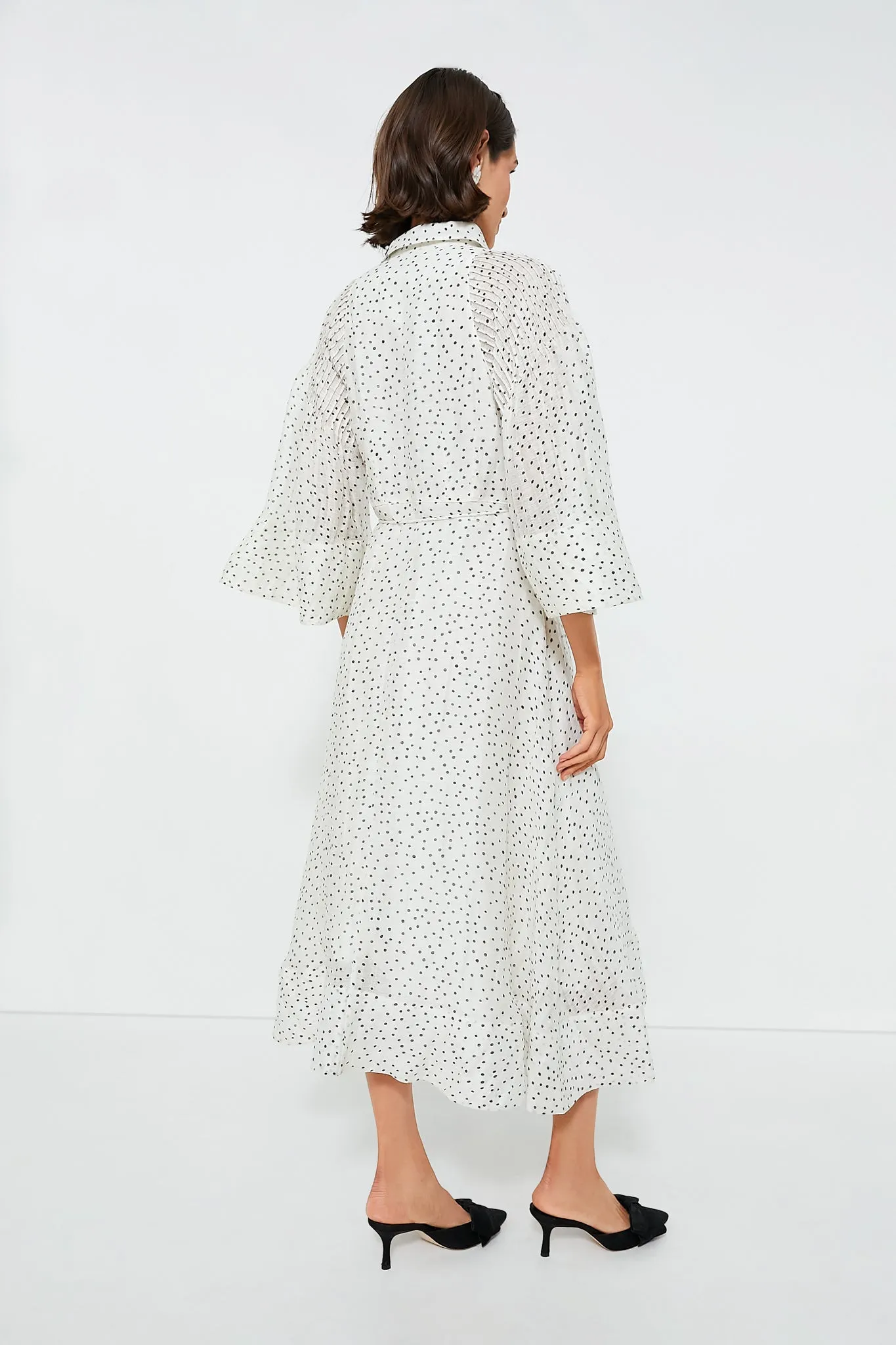 Antique Black Spot Dottie Silk Linen Midi Shirt Dress sold by Tuckernuck product image thumbnail 4