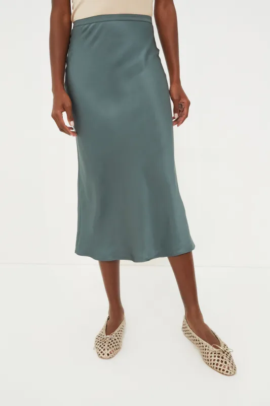 Dark Sage Bar Silk Skirt sold by Tuckernuck