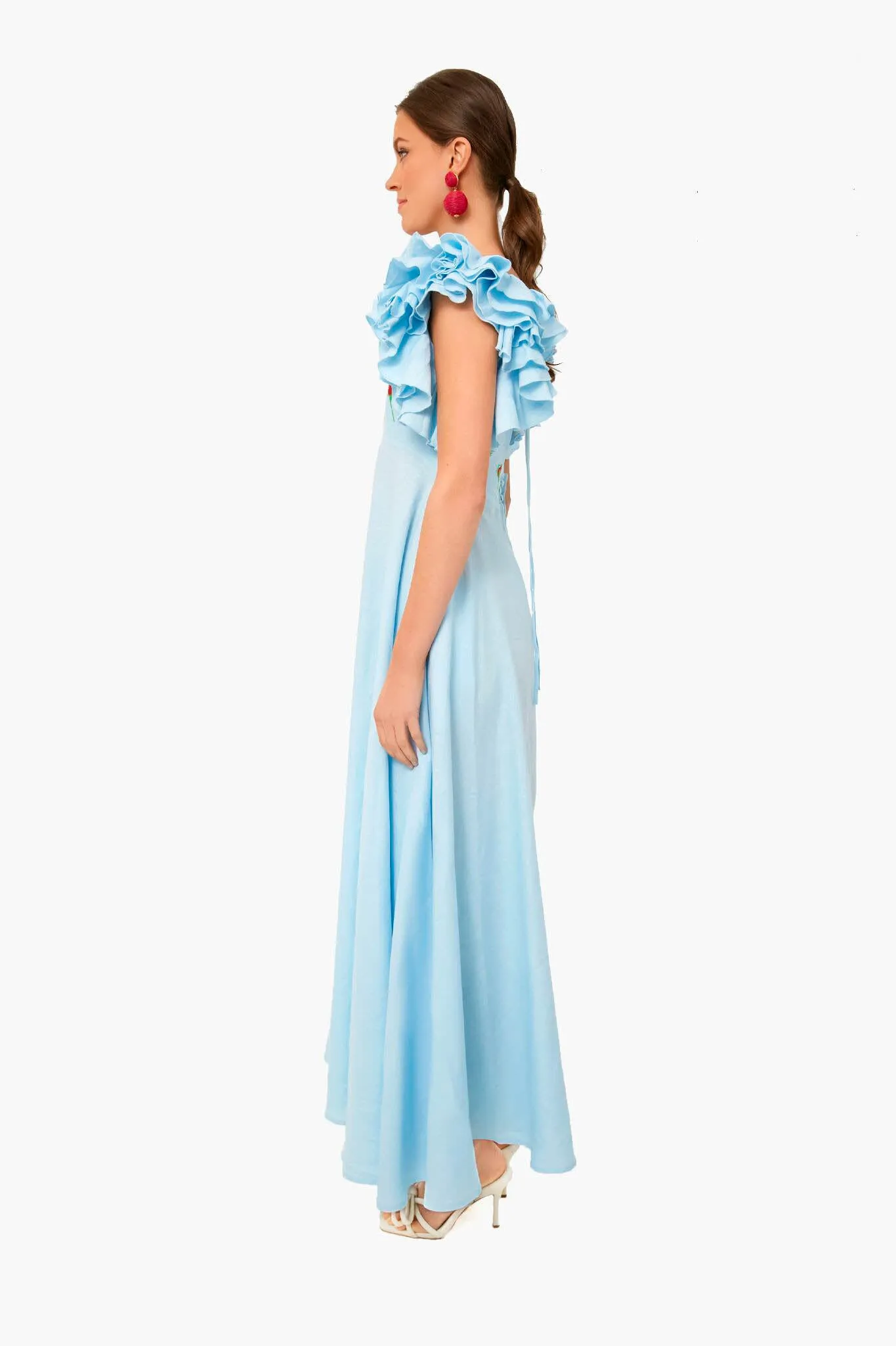 Light Lagoon Demre Linen Embroidered Maxi Dress sold by Tuckernuck product image thumbnail 3