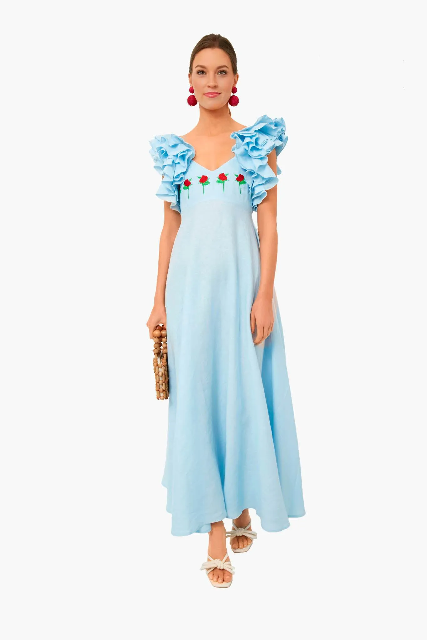 Light Lagoon Demre Linen Embroidered Maxi Dress sold by Tuckernuck product image thumbnail 2