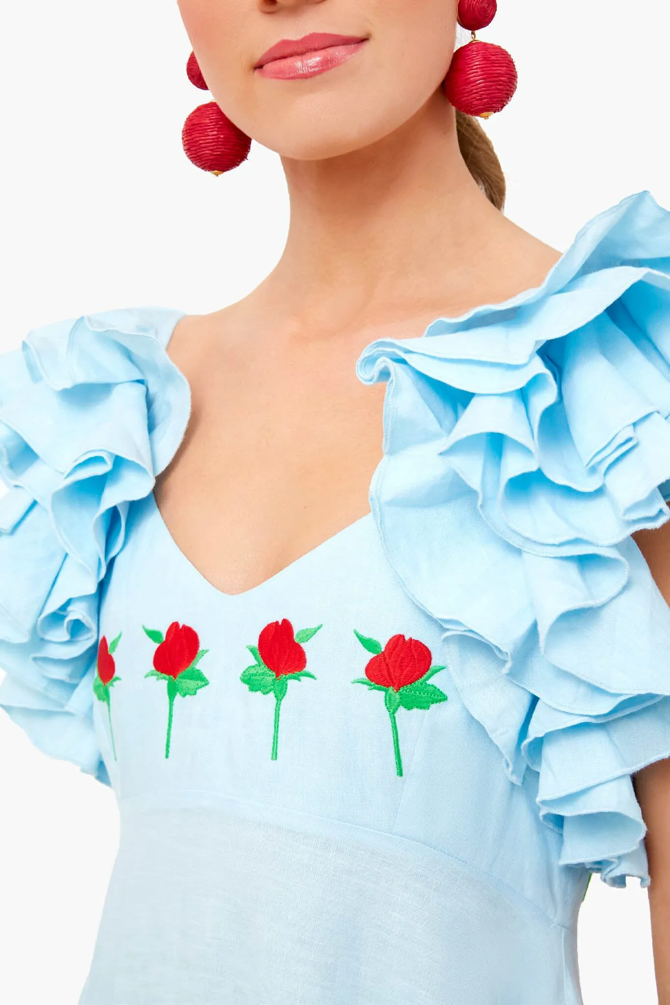 Light Lagoon Demre Linen Embroidered Maxi Dress sold by Tuckernuck product image thumbnail 5