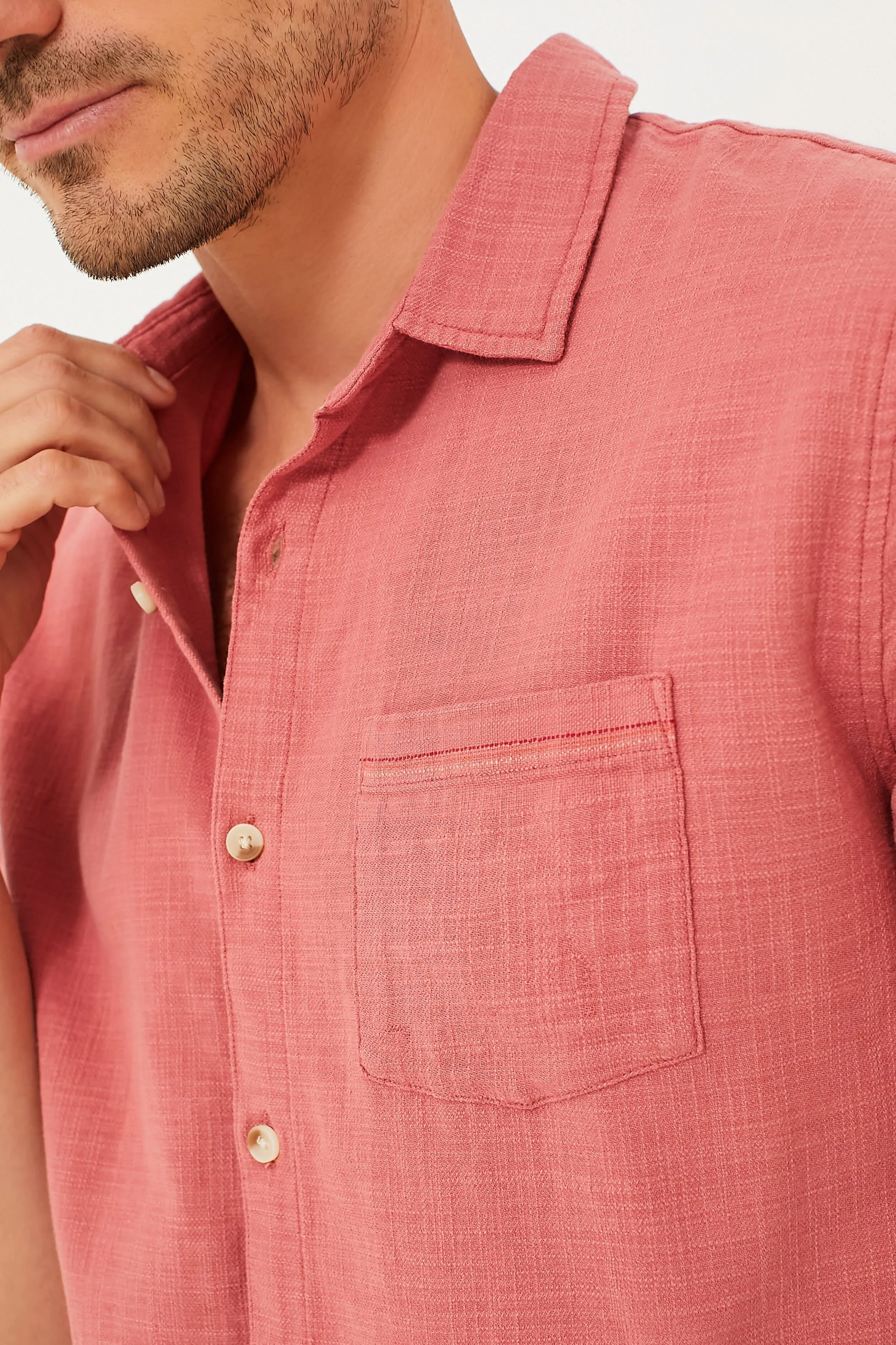 Rust Short Sleeve Stretch Selvage Shirt sold by Tuckernuck product image thumbnail 5