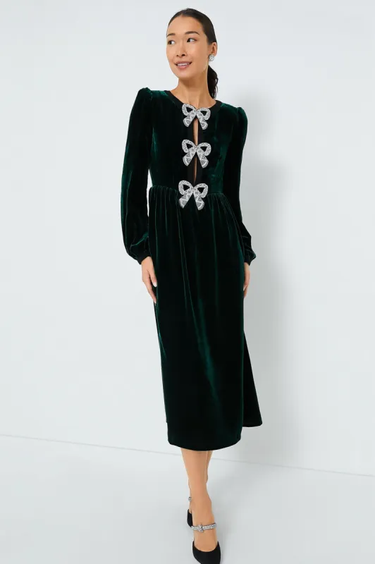 Racing Green Camille Bows Dress sold by Tuckernuck