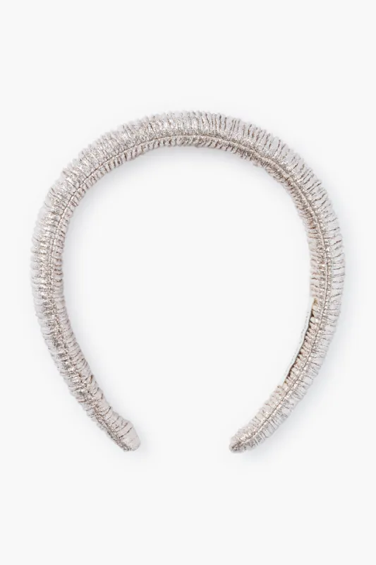 Champagne Shimmer Lame Marina Puffy Headband sold by Tuckernuck