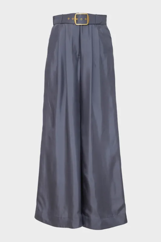 Paradise Navy Lyrical Pleated Pant made by Zimmermann