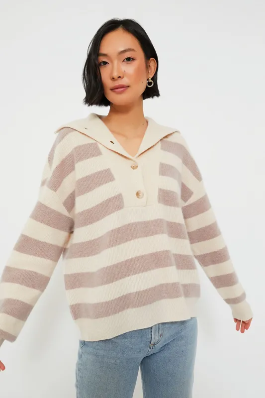 Vanilla Mauve Walden Stripe Cashmere Rafferty Sweater sold by Tuckernuck
