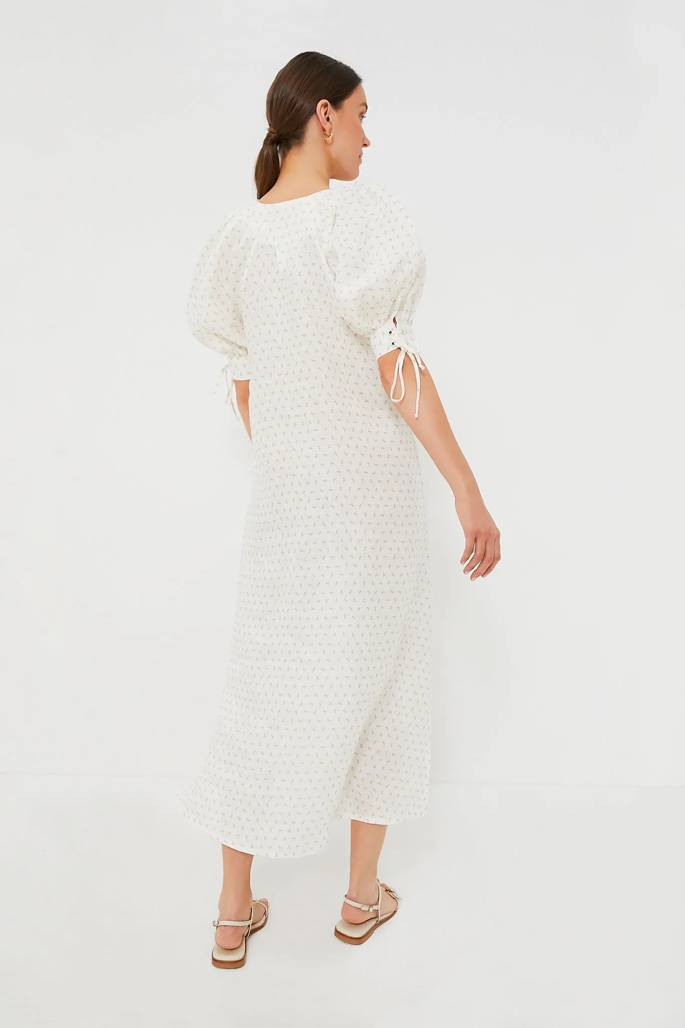 White and Pink Rose Garden Linen Dress sold by Tuckernuck product image thumbnail 5