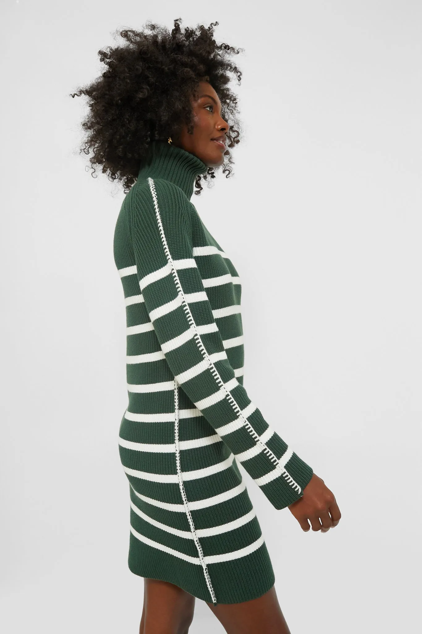 Pine Green & White Striped Emsley Mini Sweater Dress sold by Tuckernuck product image thumbnail 3