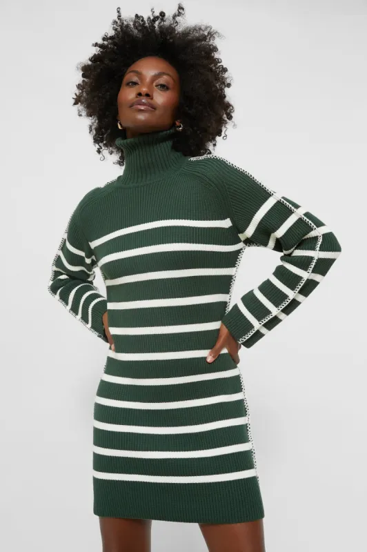 Pine Green & White Striped Emsley Mini Sweater Dress sold by Tuckernuck