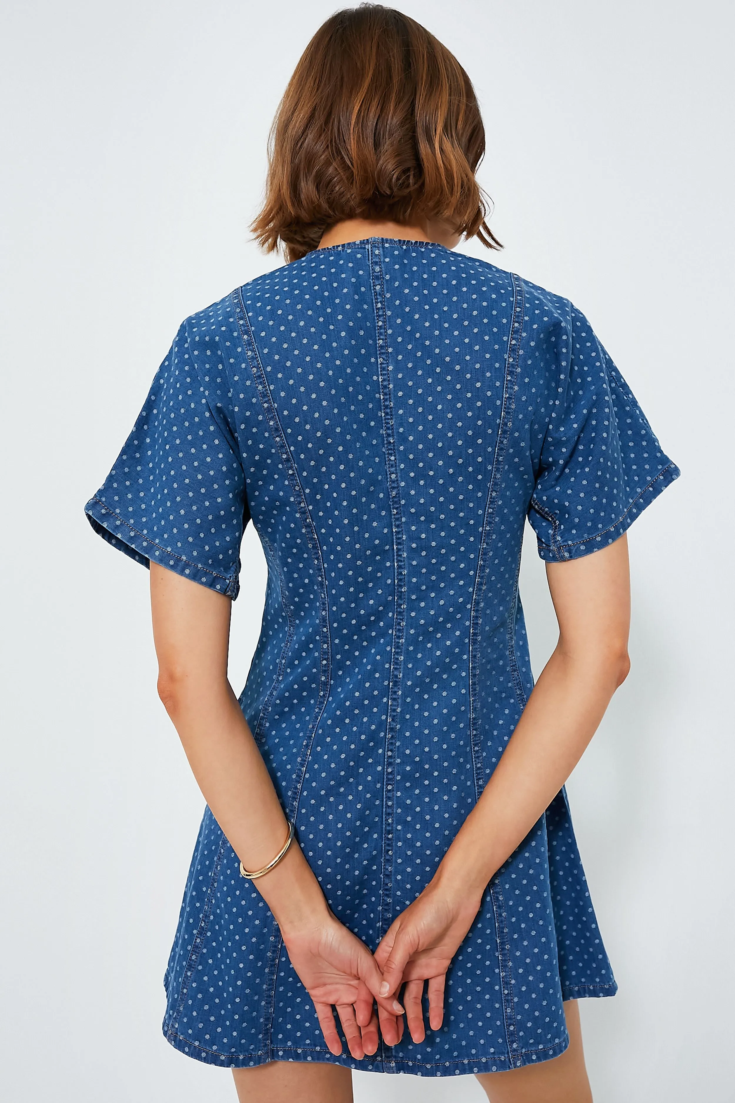 Mid Blue Stone Light Jacquard Denim Mini Dress sold by Tuckernuck product image thumbnail 4