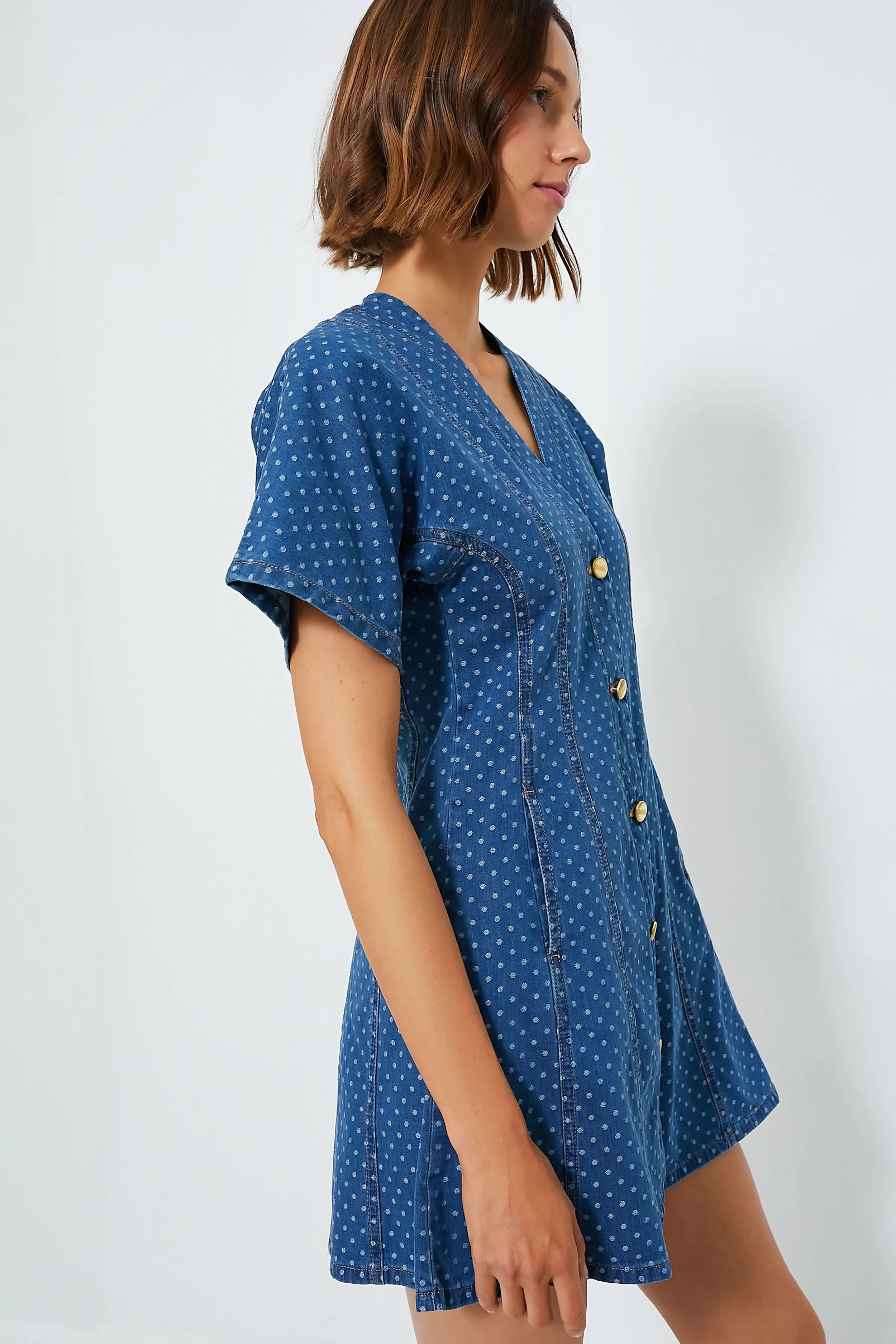 Mid Blue Stone Light Jacquard Denim Mini Dress sold by Tuckernuck product image thumbnail 3