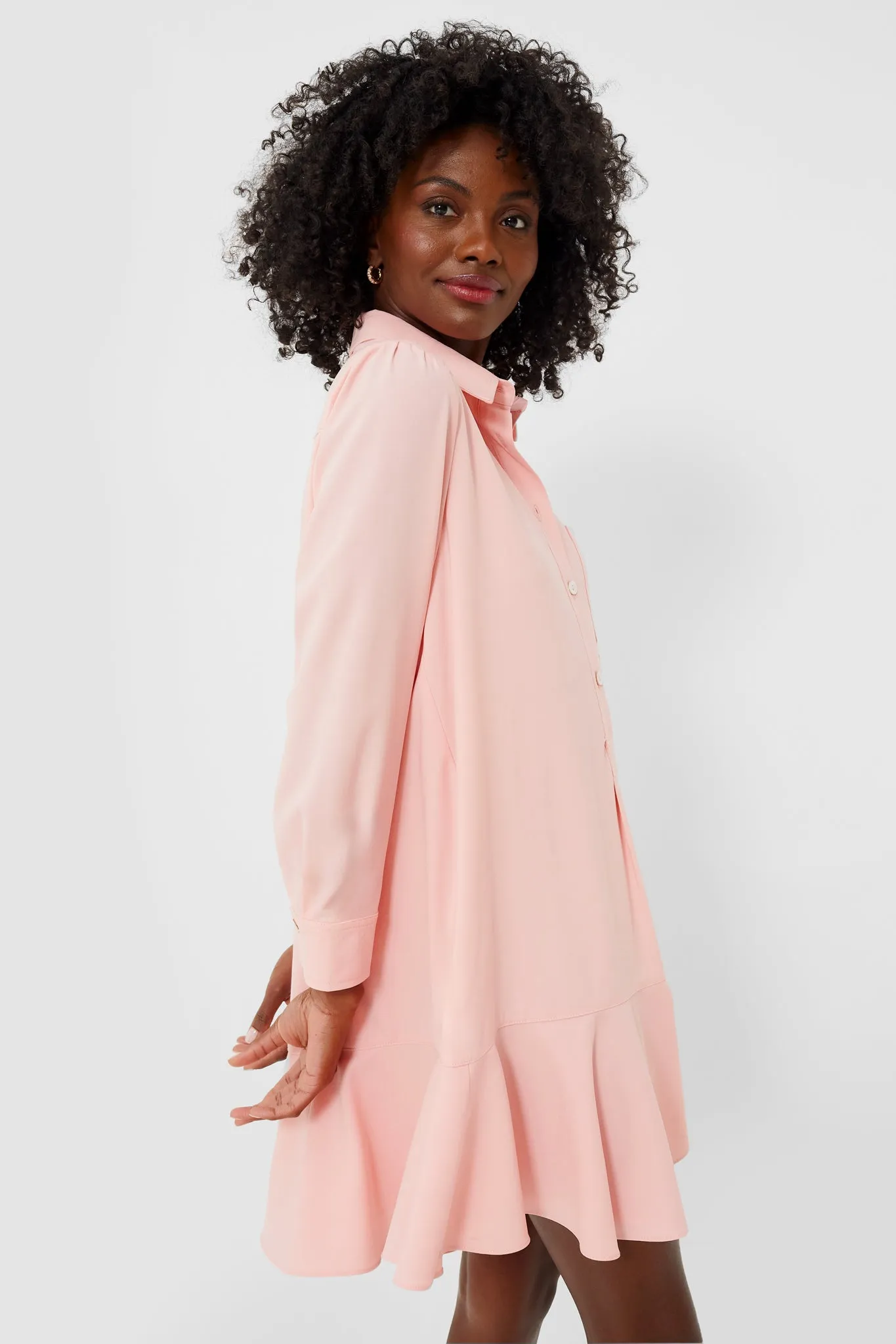 Bermuda Powder Pink Crepe Callahan Shirt Dress sold by Tuckernuck product image thumbnail 4