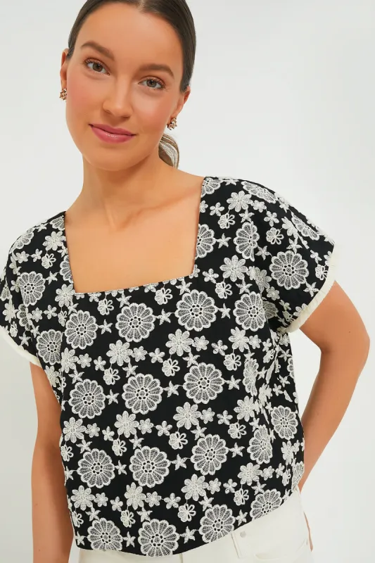 Black & Ivory Eyelet Vivienne Blouse sold by Tuckernuck