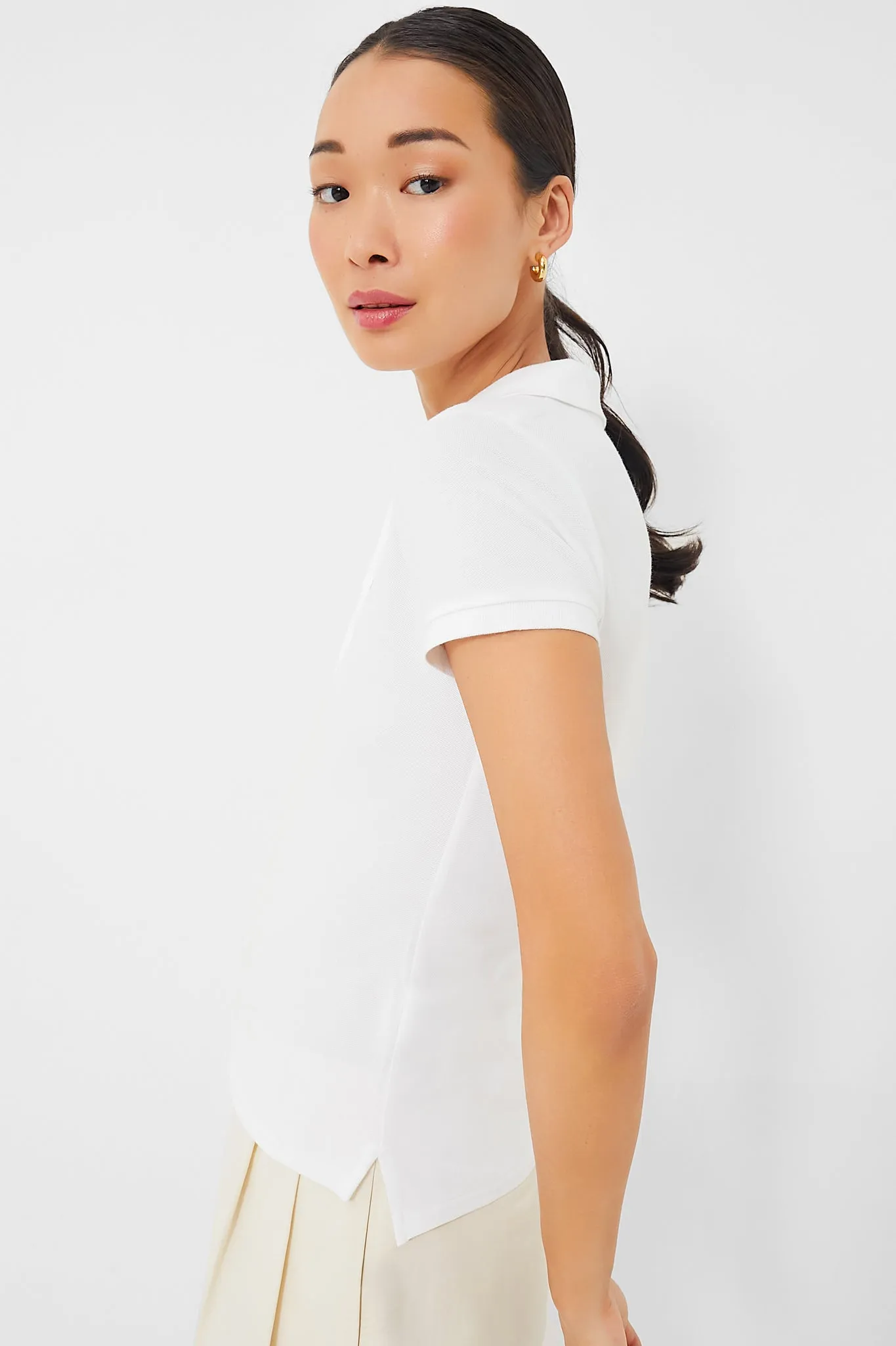 White Julie Slim Polo sold by Tuckernuck product image thumbnail 3