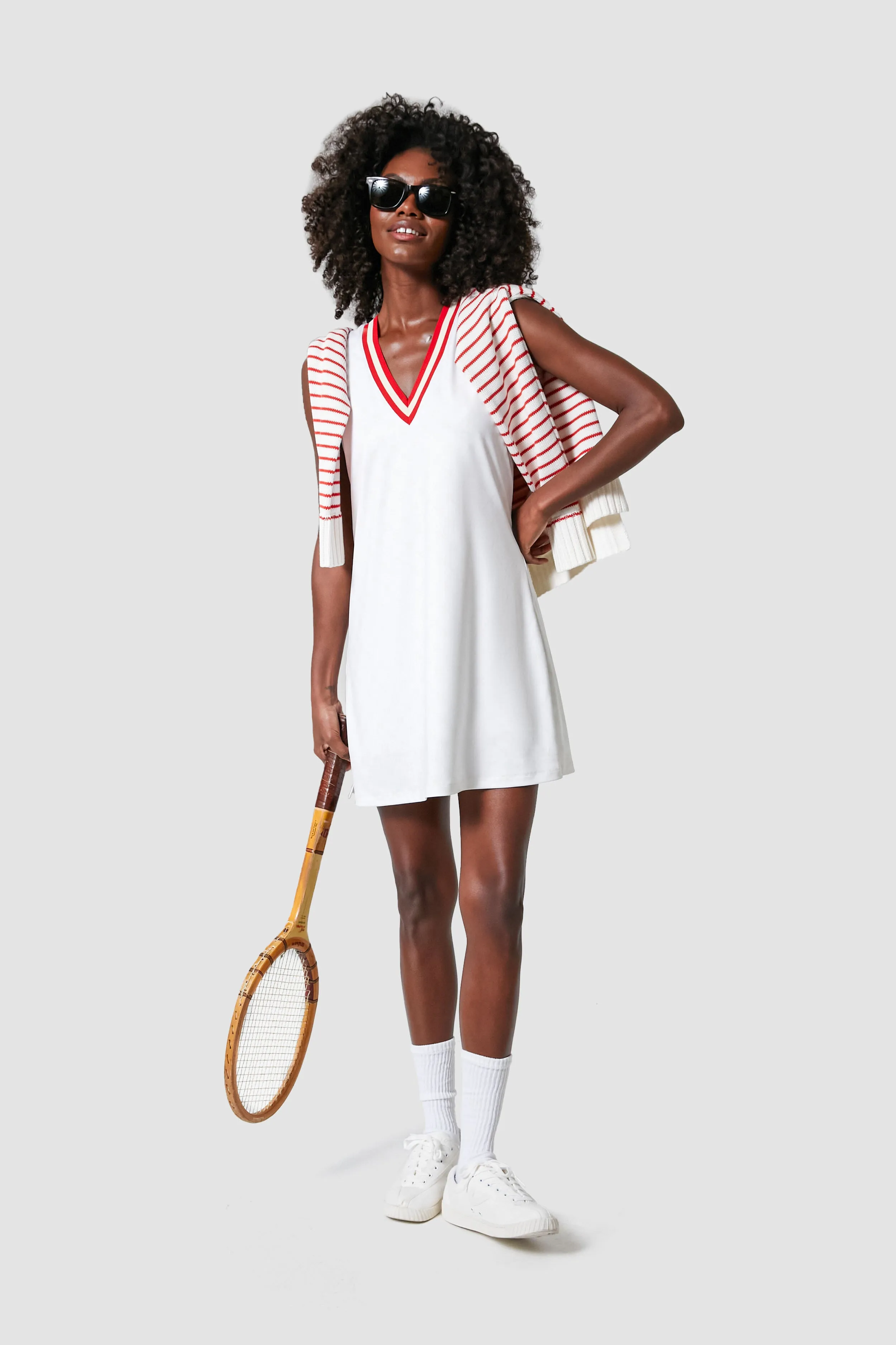 White and Retro Red Suzanne Tennis Dress sold by Tuckernuck