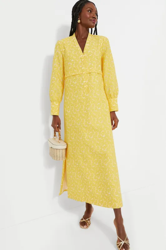 Yellow Daisy Jacquard Aurelia Dress sold by Tuckernuck