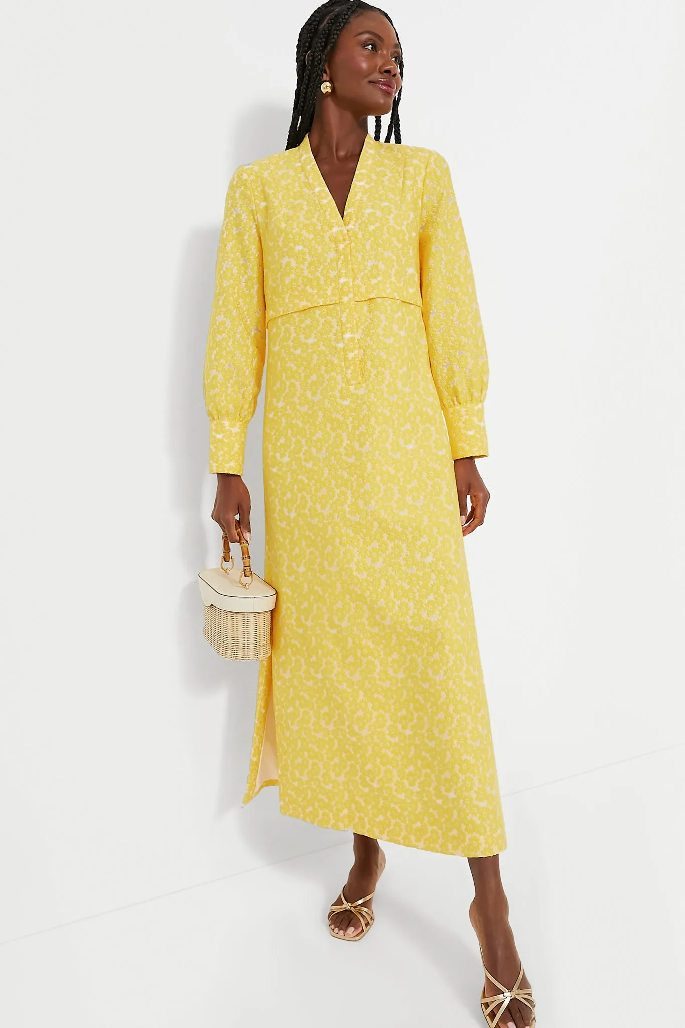 Yellow Daisy Jacquard Aurelia Dress sold by Tuckernuck
