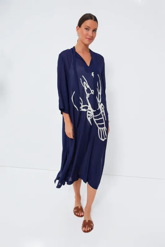 Navy Lobster Maxi Marseille Caftan sold by Tuckernuck