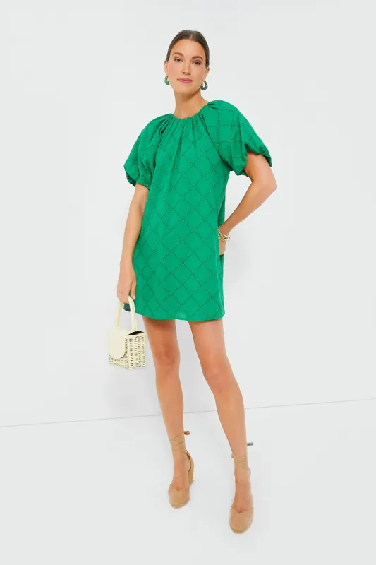 Green Eyelet Quincy Mini Dress sold by Tuckernuck