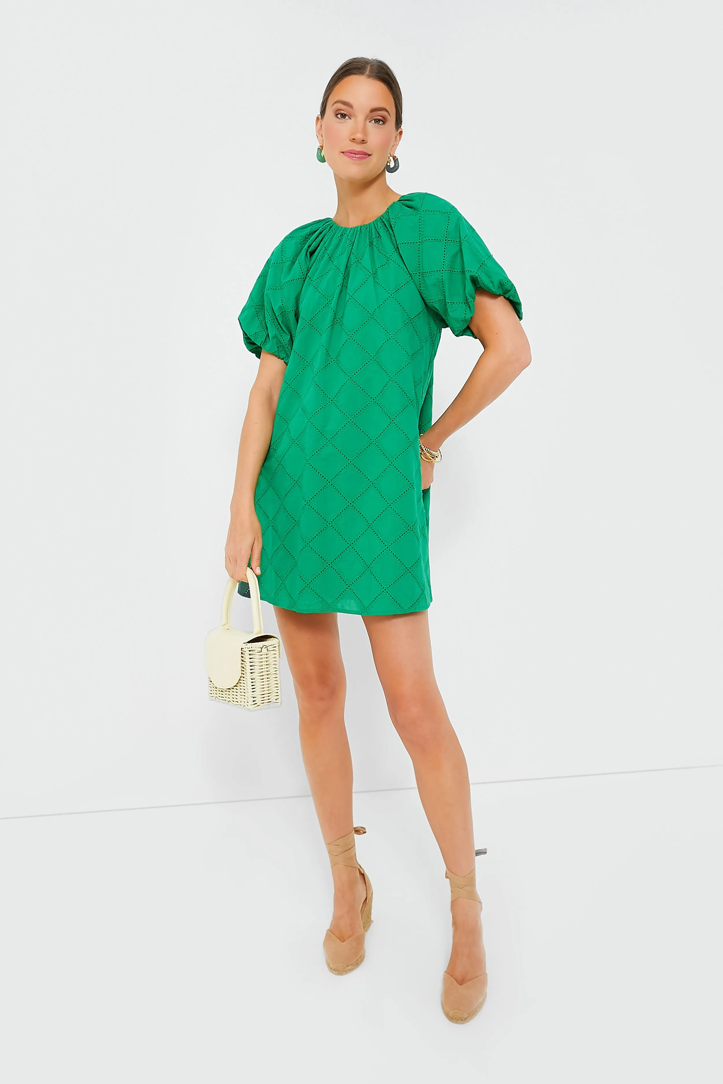 Green Eyelet Quincy Mini Dress sold by Tuckernuck