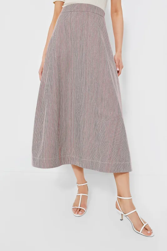 Red Stripe Evelyn Midi Skirt sold by Tuckernuck