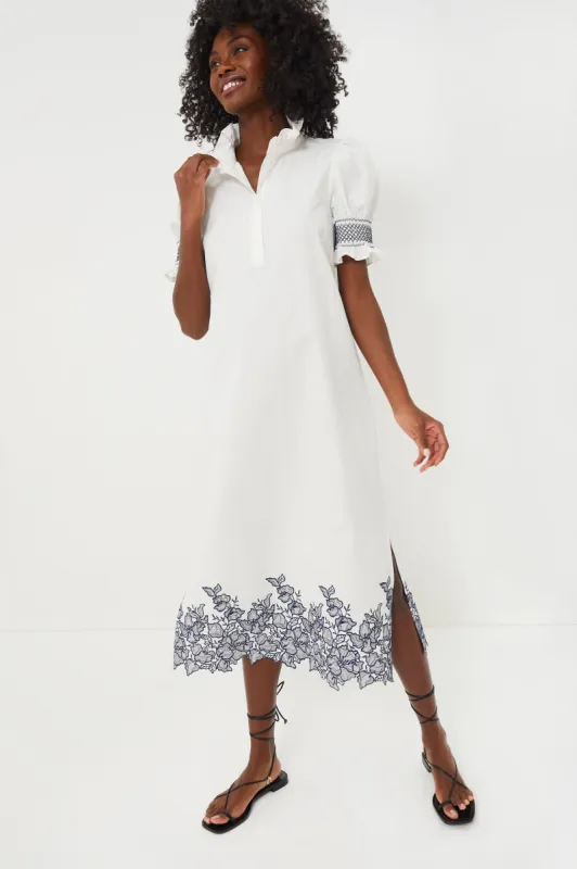 Navy Embroidery Eliza Midi Dress sold by Tuckernuck