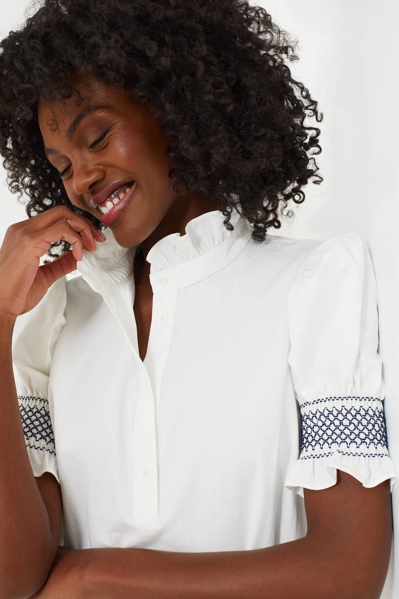 Navy Embroidery Eliza Midi Dress sold by Tuckernuck product image thumbnail 5