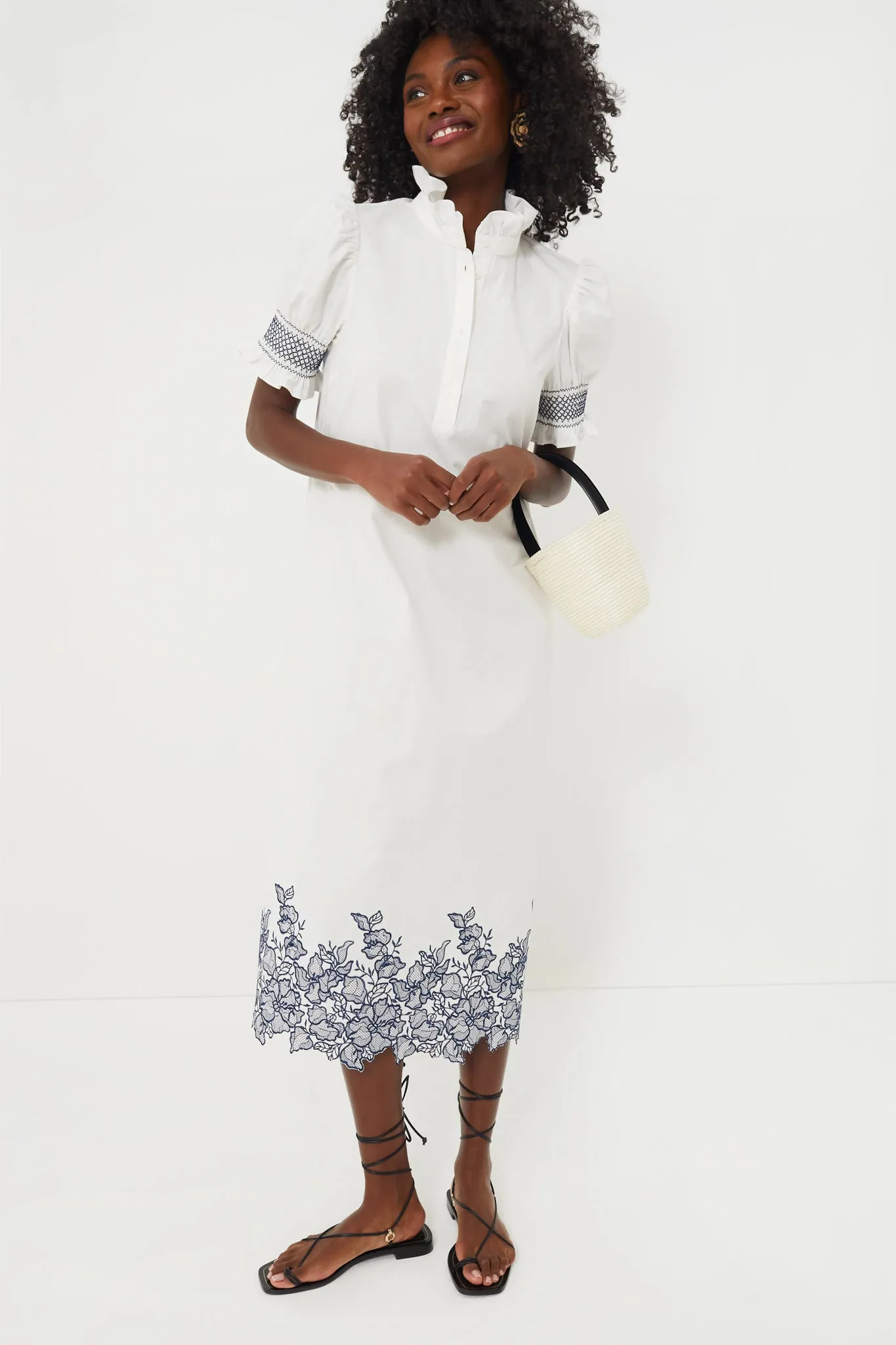 Navy Embroidery Eliza Midi Dress sold by Tuckernuck product image thumbnail 2
