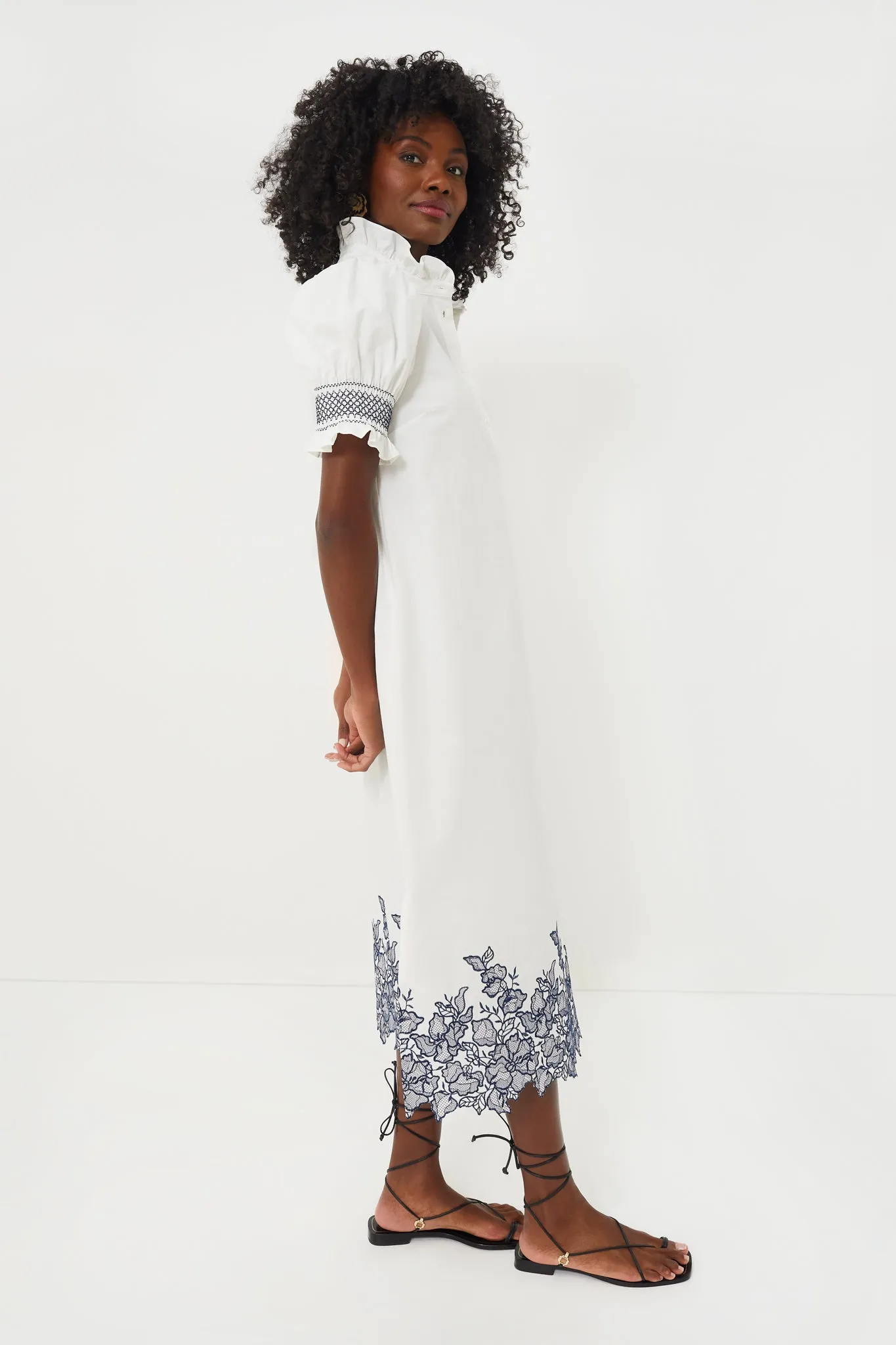 Navy Embroidery Eliza Midi Dress sold by Tuckernuck product image thumbnail 3