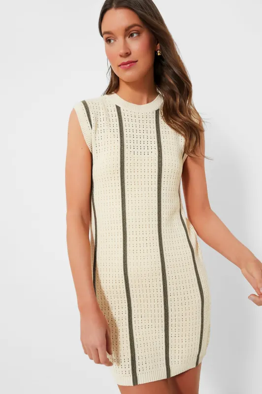 Ivory and Army Green Stripe Lanie Dress sold by Tuckernuck