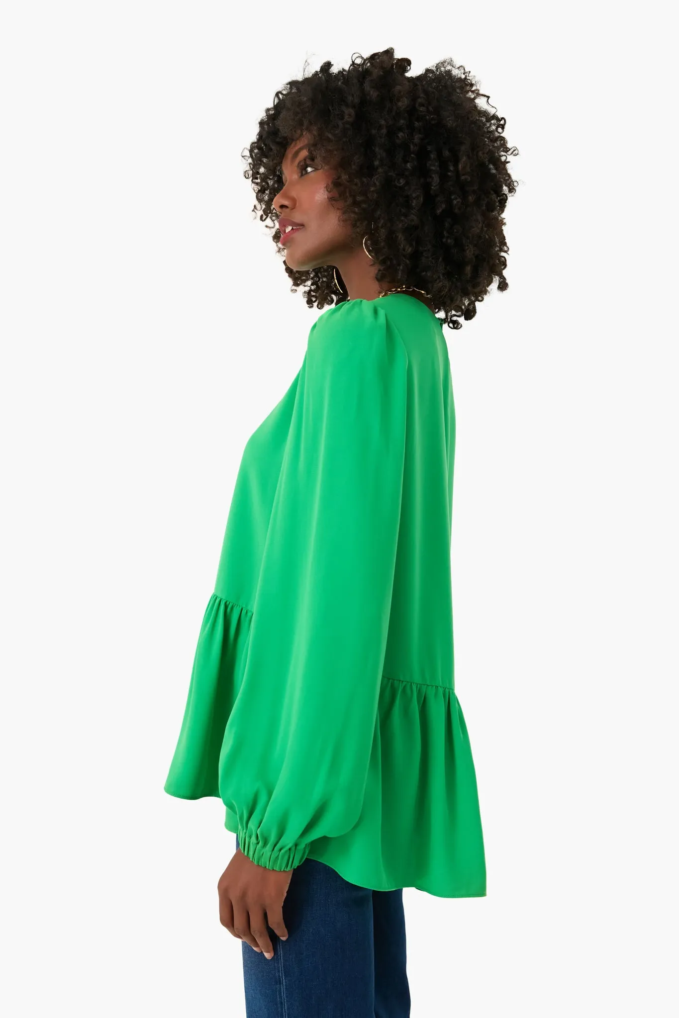 Emerald Green Carlota Peplum Blouse sold by Tuckernuck product image thumbnail 3