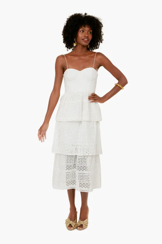 White Cotton Broderie Anglaise Midi Dress sold by Tuckernuck