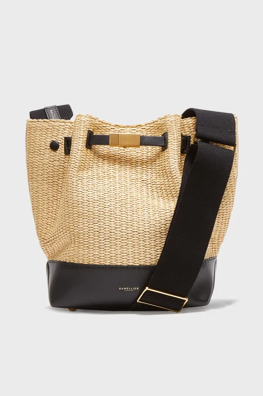 Warm Raffia and Black New York Bucket Bag made by DeMellier