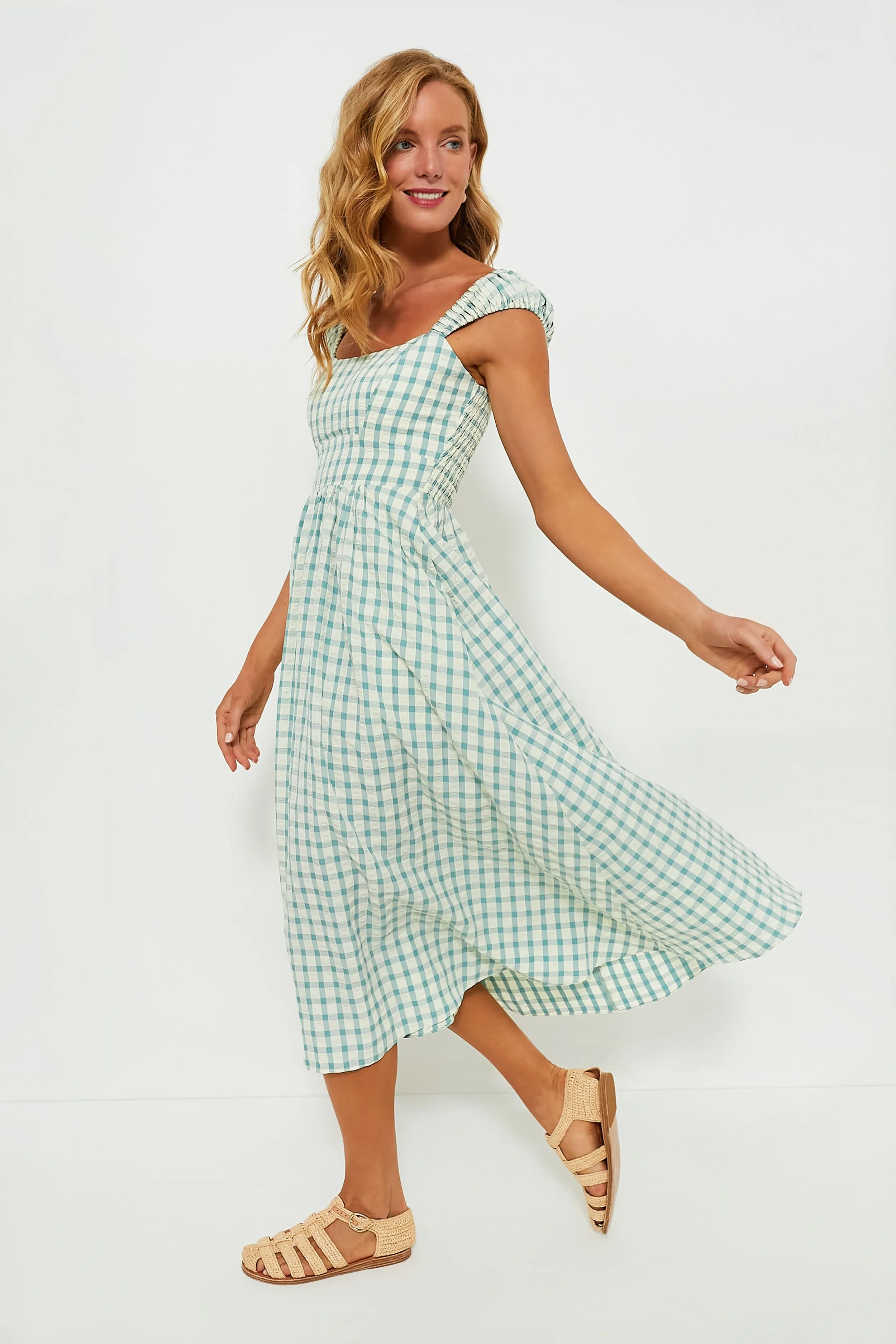 Blue Gingham Seersucker Amy Dress sold by Tuckernuck product image thumbnail 3