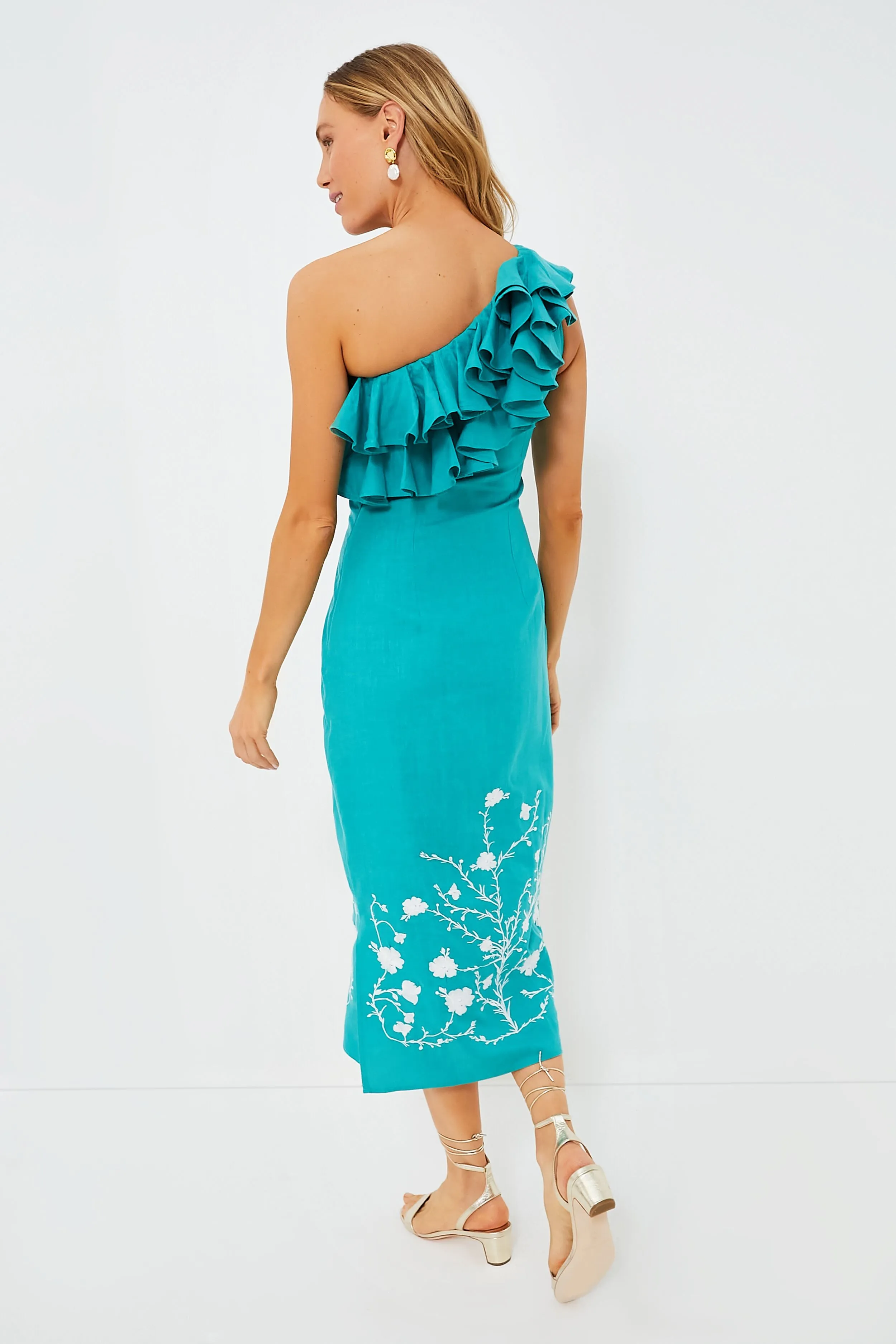Teal Olivia One Shoulder Dress sold by Tuckernuck product image thumbnail 4