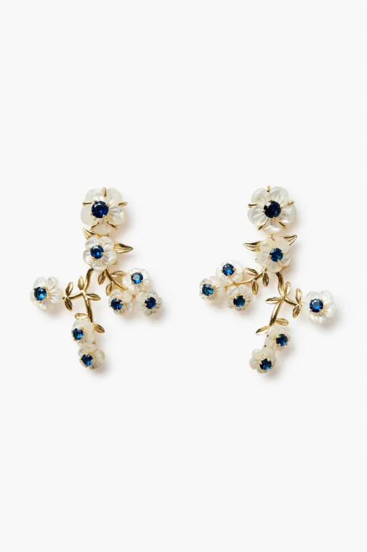 Medium Blue Pearl Flower Cluster Vine Earrings sold by Tuckernuck