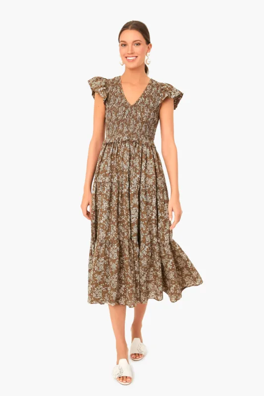 Brown Floral Phoebe Dress sold by Tuckernuck