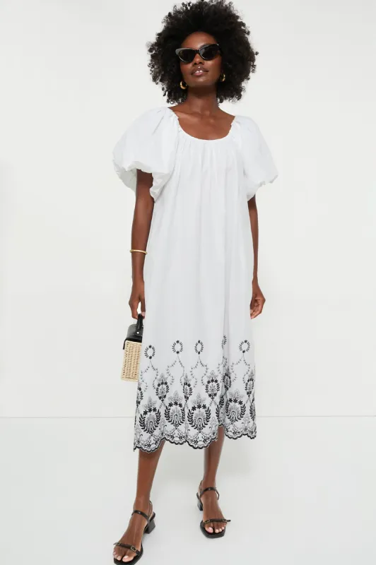 Black Embroidery Elin Midi Dress sold by Tuckernuck