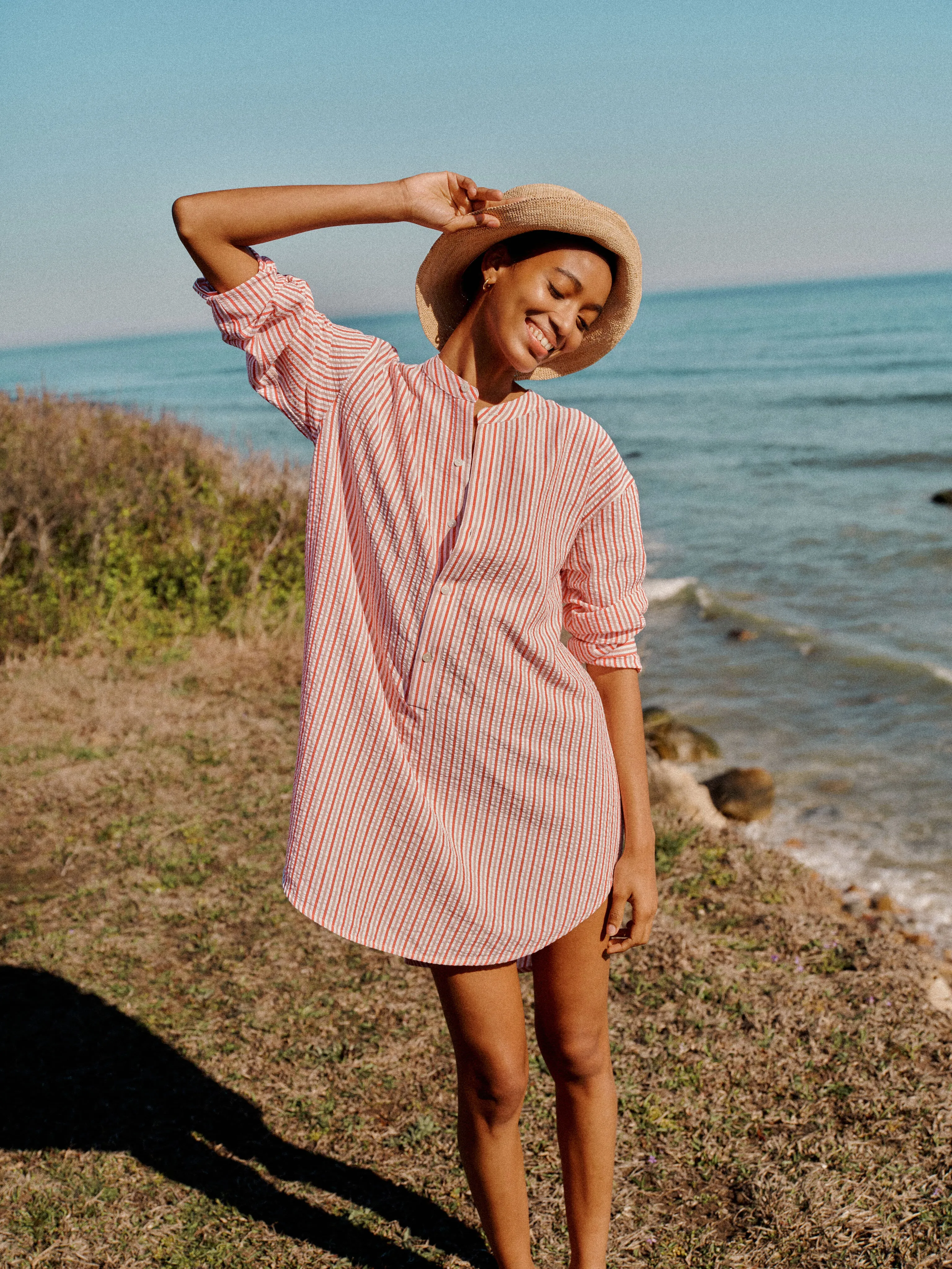 Strawberry Stripe Seersucker Bodie Coverup sold by Tuckernuck product image thumbnail 3