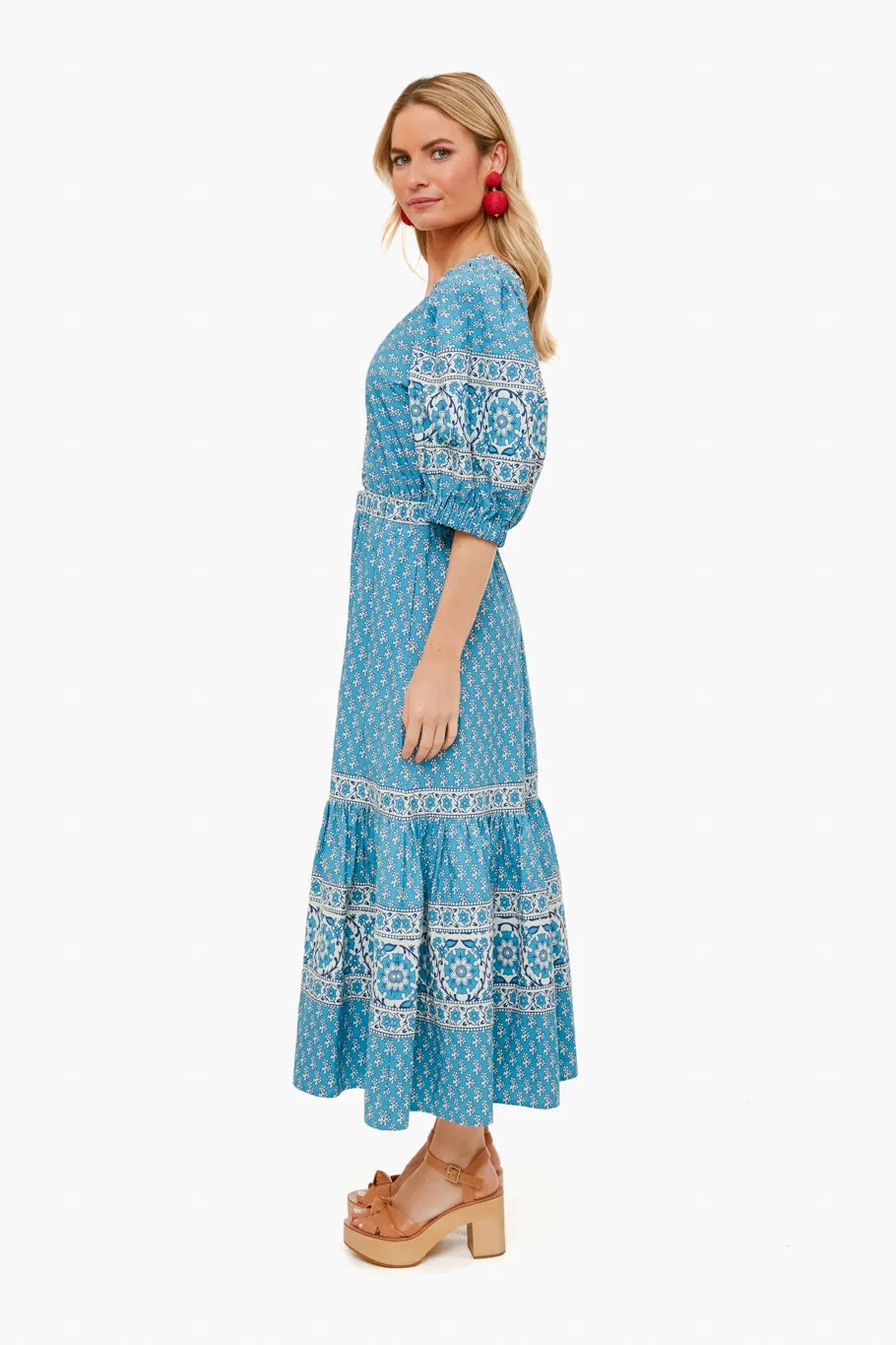 Blue Fernanda Tile Print Cut Out Dress sold by Tuckernuck product image thumbnail 3