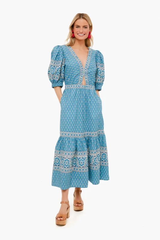 Blue Fernanda Tile Print Cut Out Dress sold by Tuckernuck