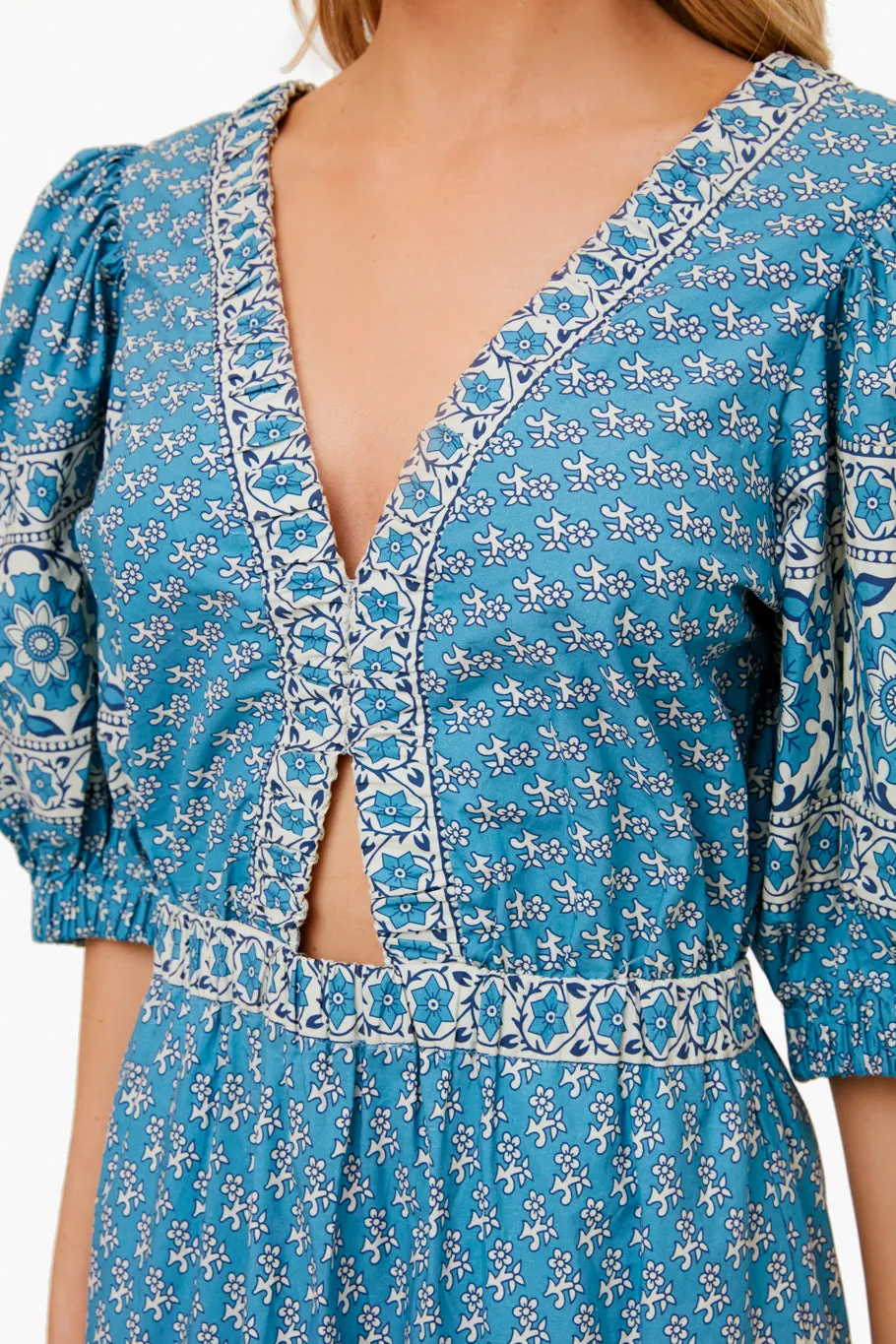 Blue Fernanda Tile Print Cut Out Dress sold by Tuckernuck product image thumbnail 5