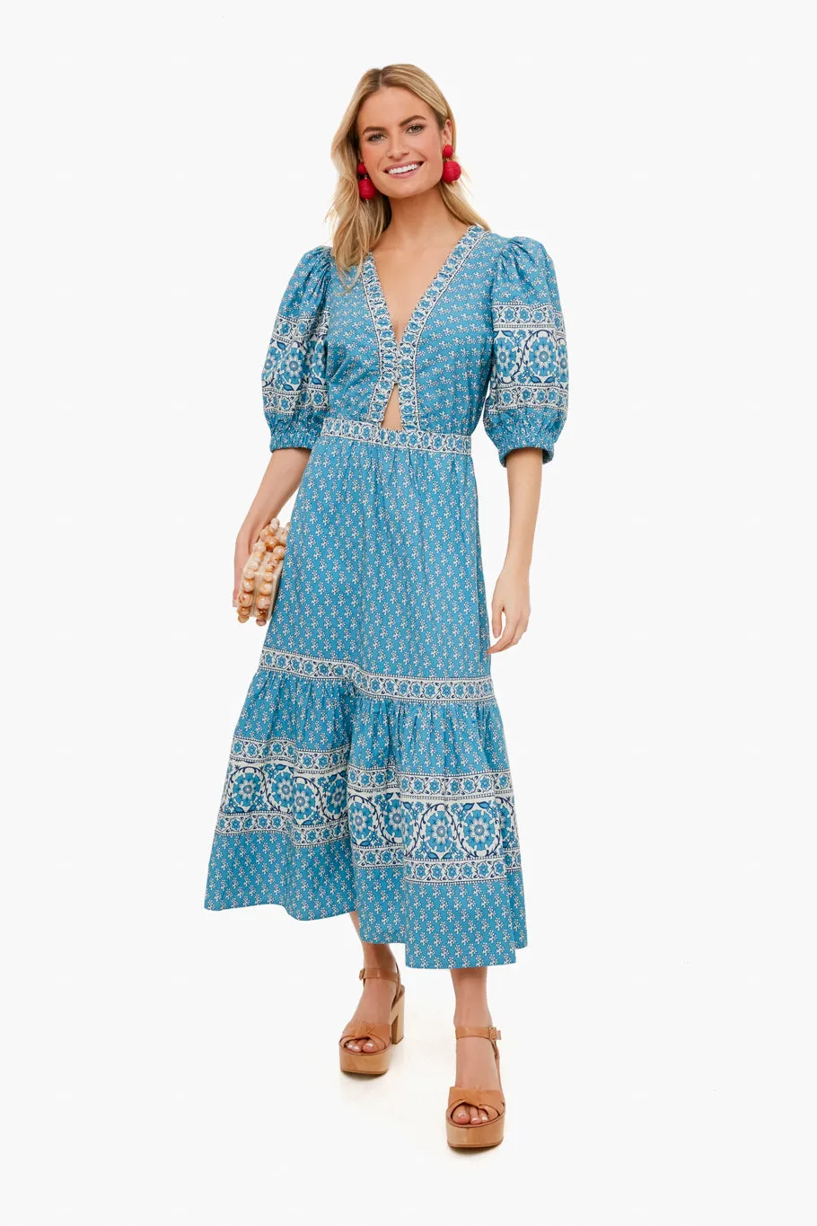 Blue Fernanda Tile Print Cut Out Dress sold by Tuckernuck product image thumbnail 2