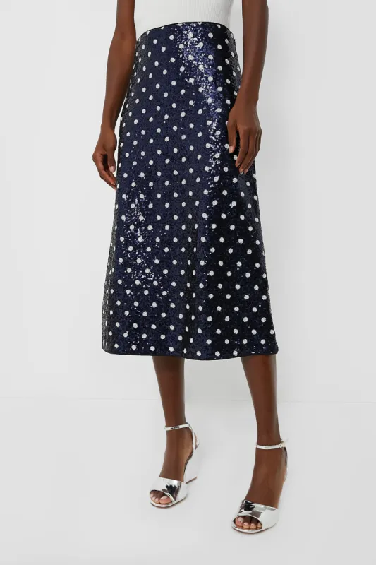 Navy Dotted Sequence Jily Skirt sold by Tuckernuck