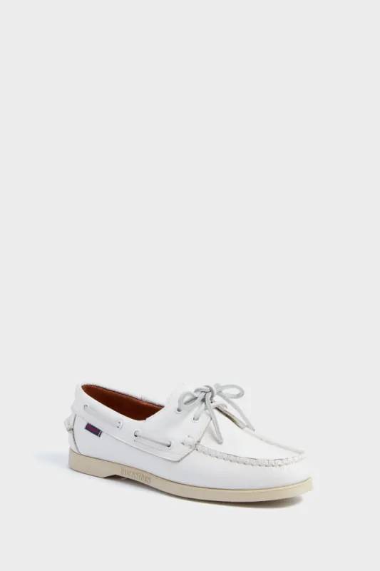 White Portland Patent Leather Docksides sold by Tuckernuck