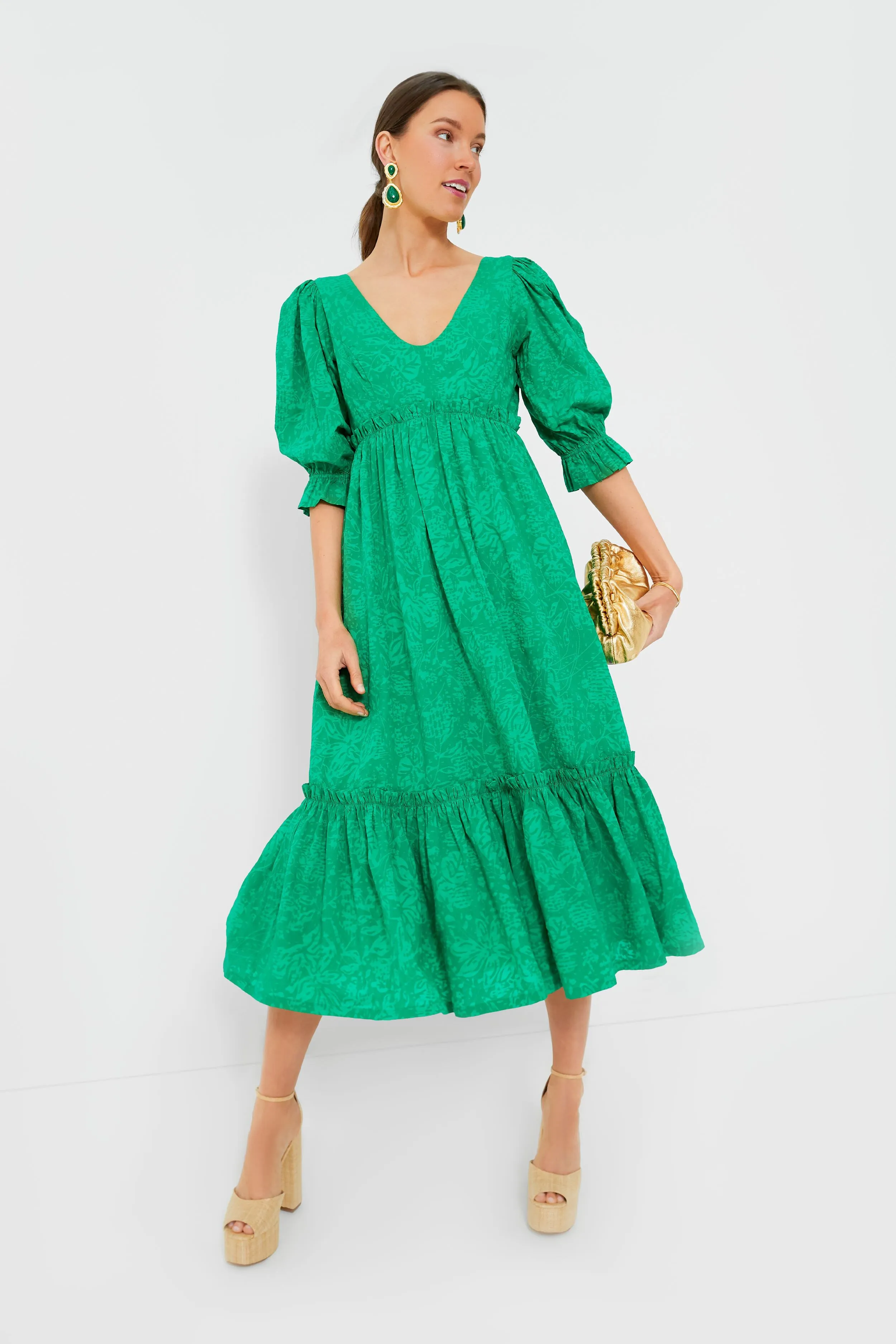 Green Puff Sleeve Lorelei Midi Dress sold by Tuckernuck product image thumbnail 2